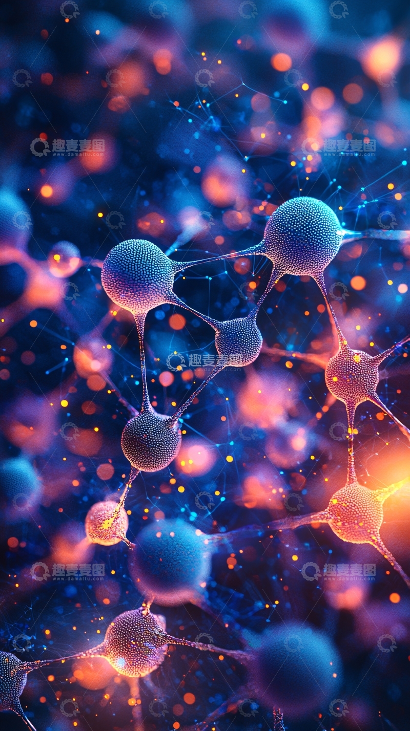 高清大图下载【趣麦麦图】蓝色和橙色的神经连接