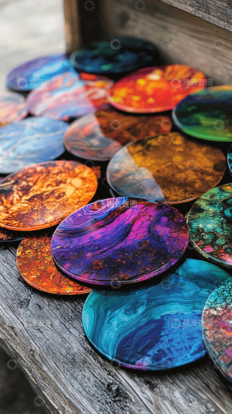 高清大图下载【趣麦麦图】彩色树脂圆形杯垫