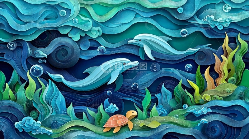 高清大图下载【趣麦麦图】海洋生物主题的插画