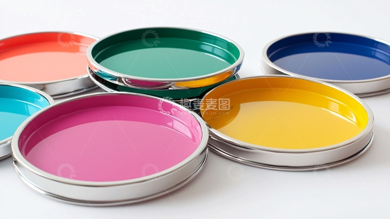 高清大图下载【趣麦麦图】彩色金属边小盘子