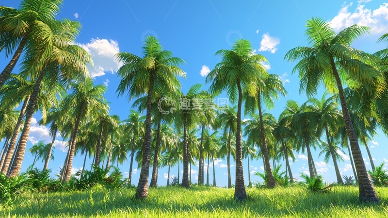 高清大图下载【趣麦麦图】热带椰子树林