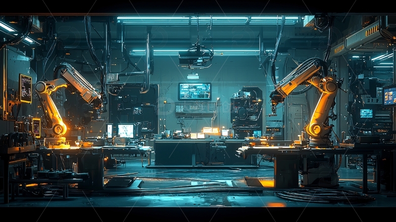 高清大图下载【趣麦麦图】未来工厂的机械臂