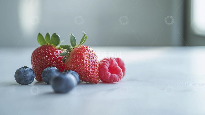 高清大图下载【趣麦麦图】草莓蓝莓树莓混合浆果