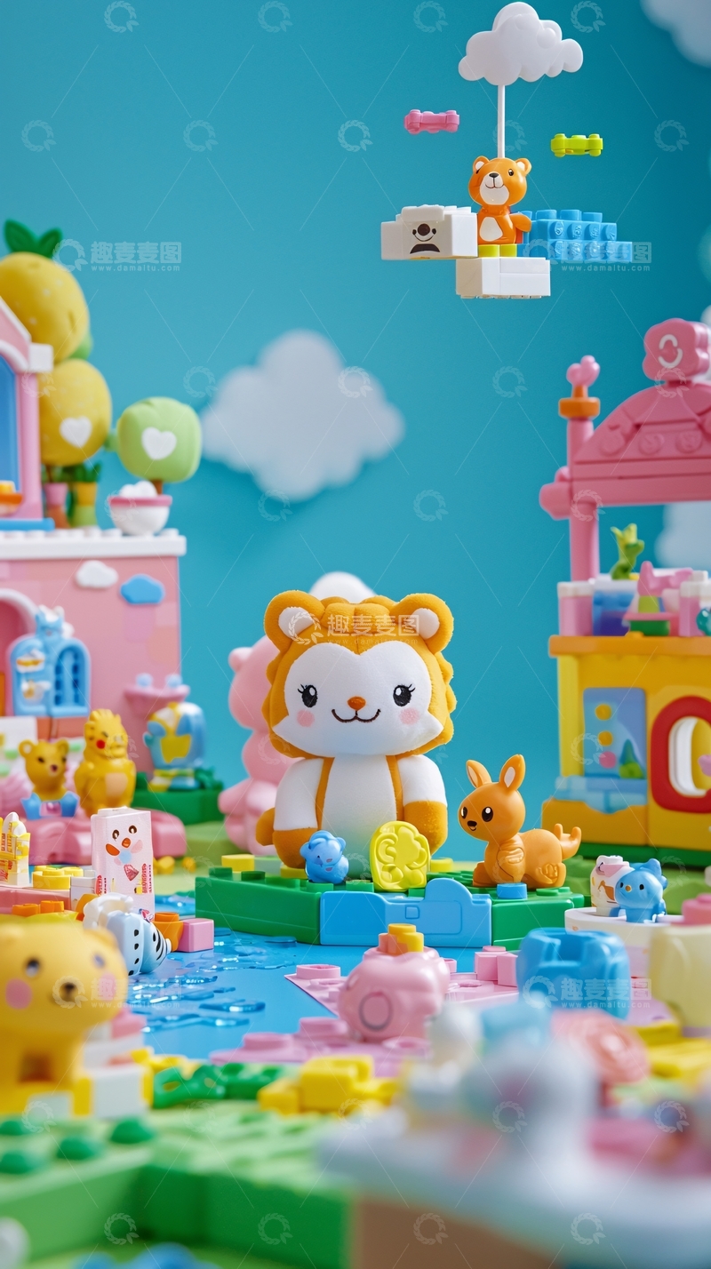 高清大图下载【趣麦麦图】可爱卡通积木玩具场景