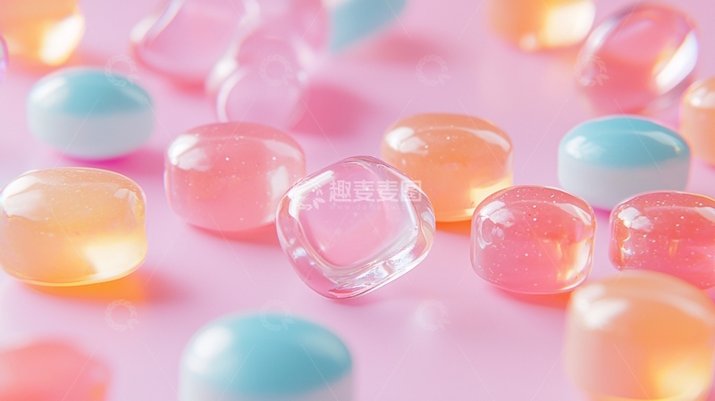 高清大图下载【趣麦麦图】粉色背景彩色水晶球