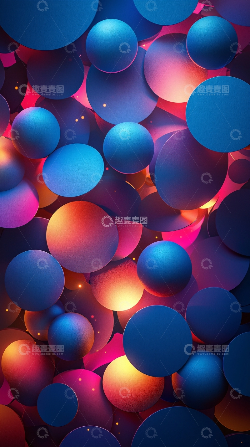 高清大图下载【趣麦麦图】蓝色粉色渐变圆球背景