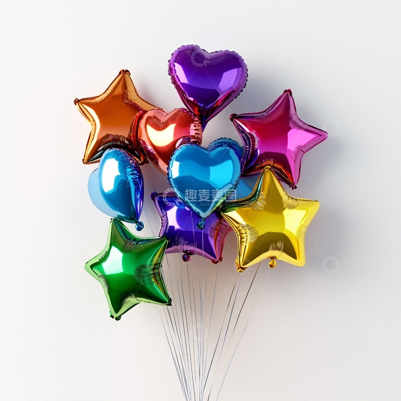 高清大图下载【趣麦麦图】-彩色气球心形星形