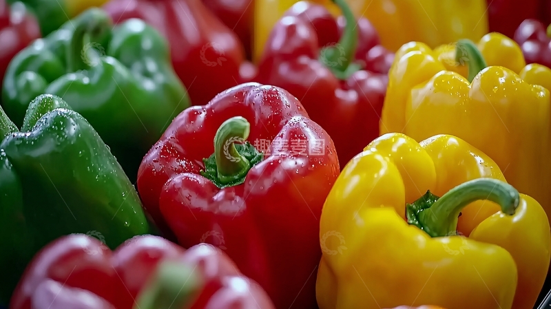 高清大图下载【趣麦麦图】红黄绿彩椒特写