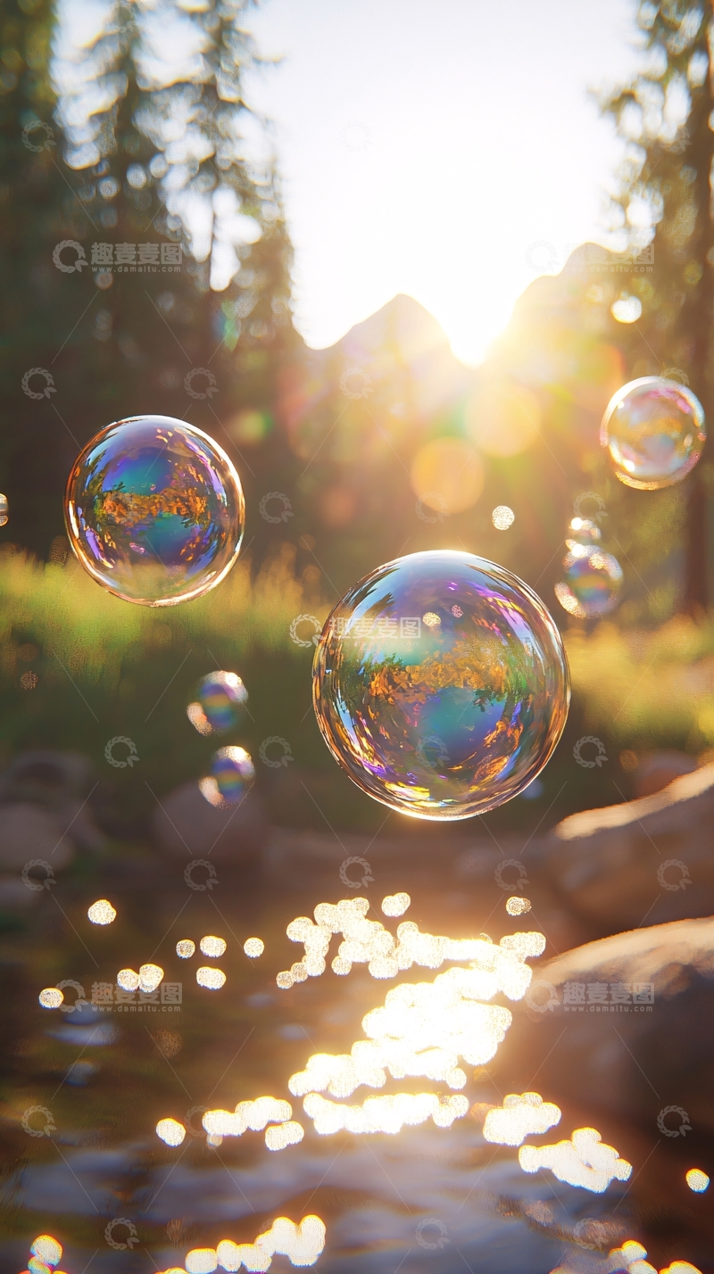 高清大图下载【趣麦麦图】阳光下的肥皂泡