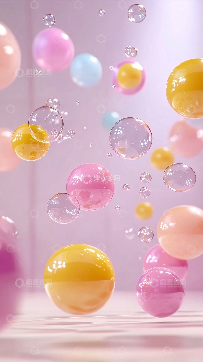 高清大图下载【趣麦麦图】粉色系泡泡球背景