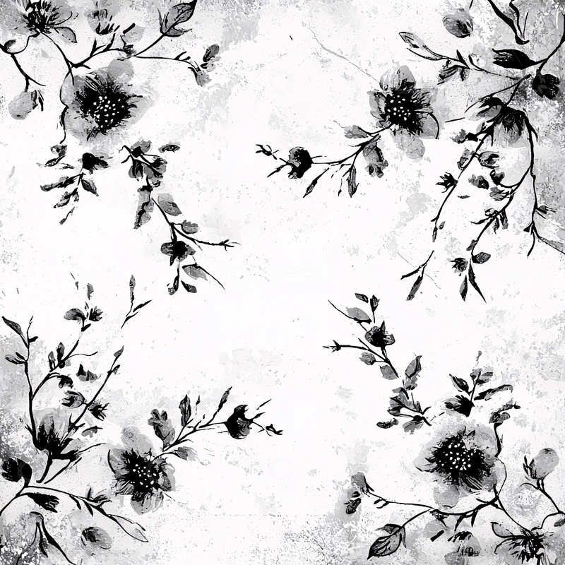 高清大图下载【趣麦麦图】水墨花卉背景