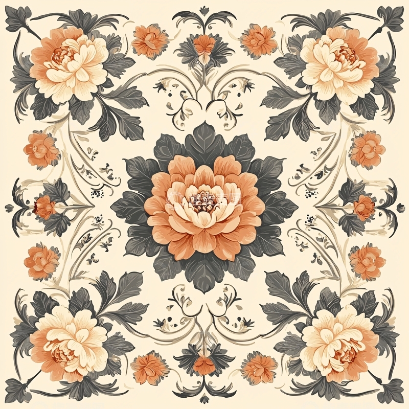 高清大图下载【趣麦麦图】中式花卉图案