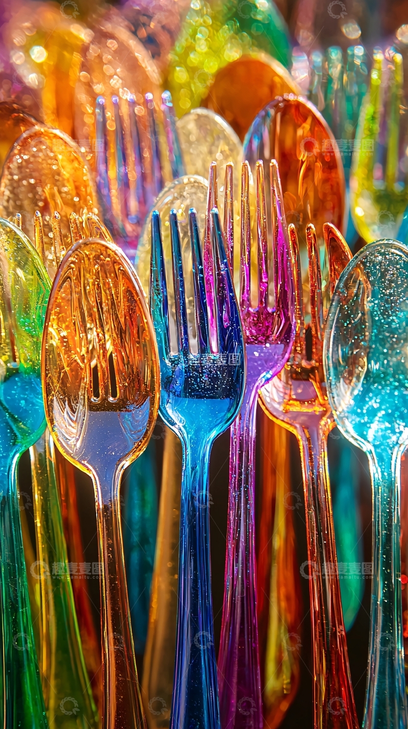 高清大图下载【趣麦麦图】彩色塑料餐具