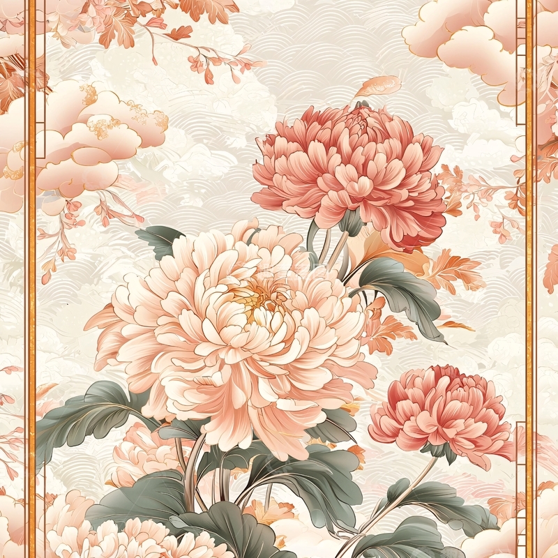 高清大图下载【趣麦麦图】中式花卉背景图