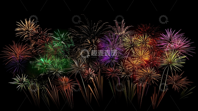 高清大图下载【趣麦麦图】绚丽多彩的烟花汇演