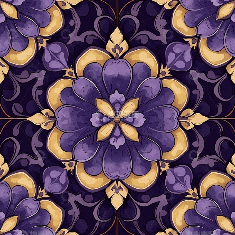 高清大图下载【趣麦麦图】紫色花卉图案