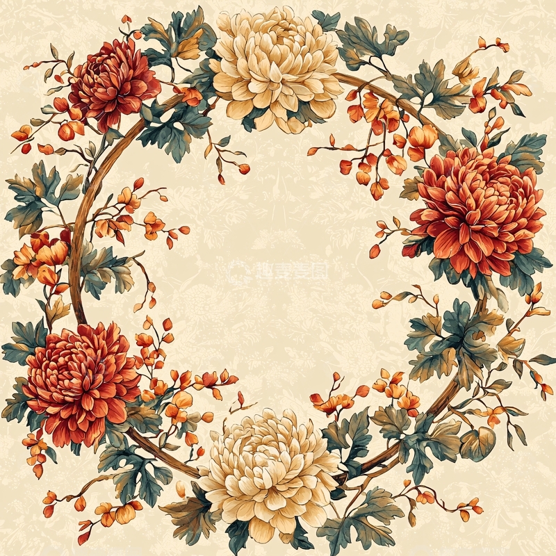 高清大图下载【趣麦麦图】菊花花环