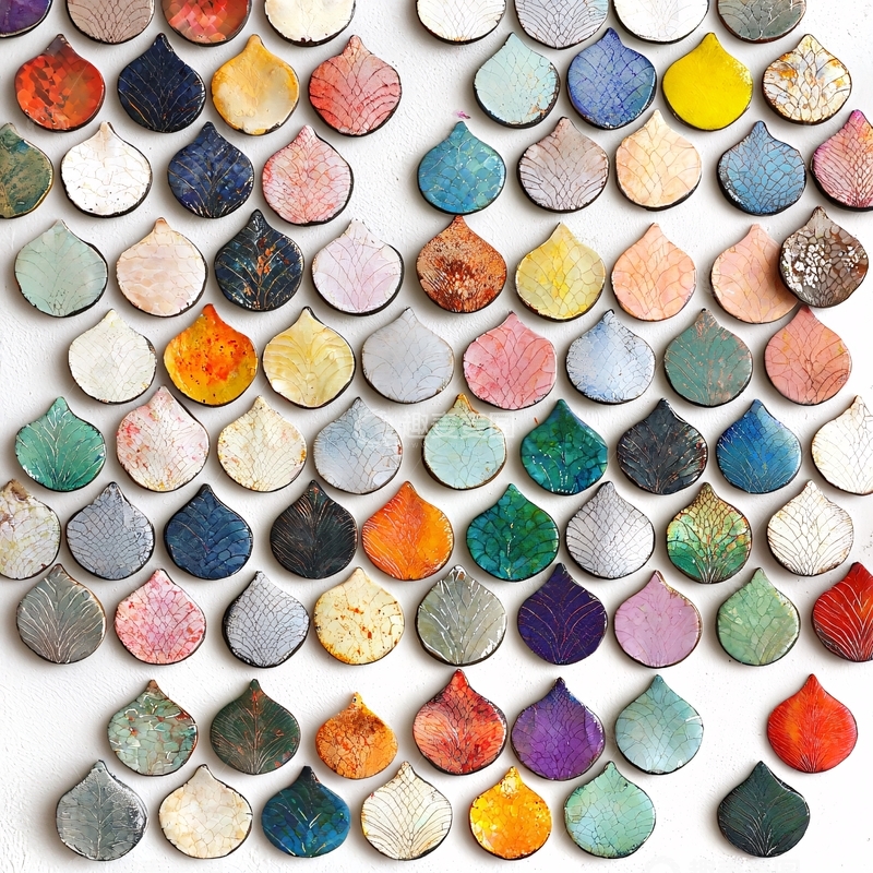 高清大图下载【趣麦麦图】彩色水滴形瓷片