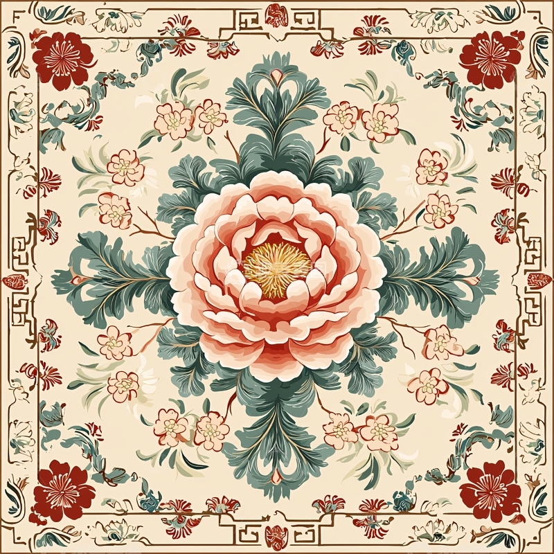 高清大图下载【趣麦麦图】粉色牡丹花纹样