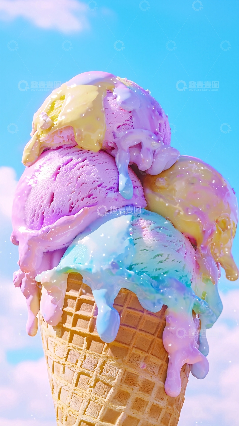 高清大图下载【趣麦麦图】彩虹冰淇淋圣代