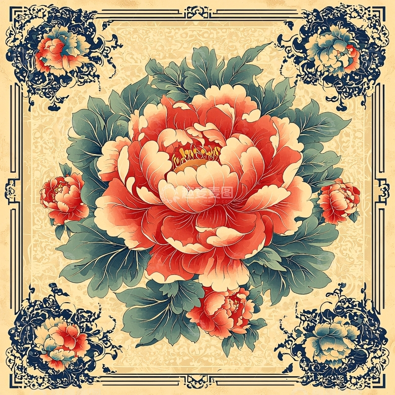 高清大图下载【趣麦麦图】中式花卉图案
