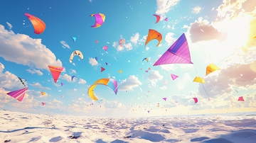 彩色风筝蓝天白云