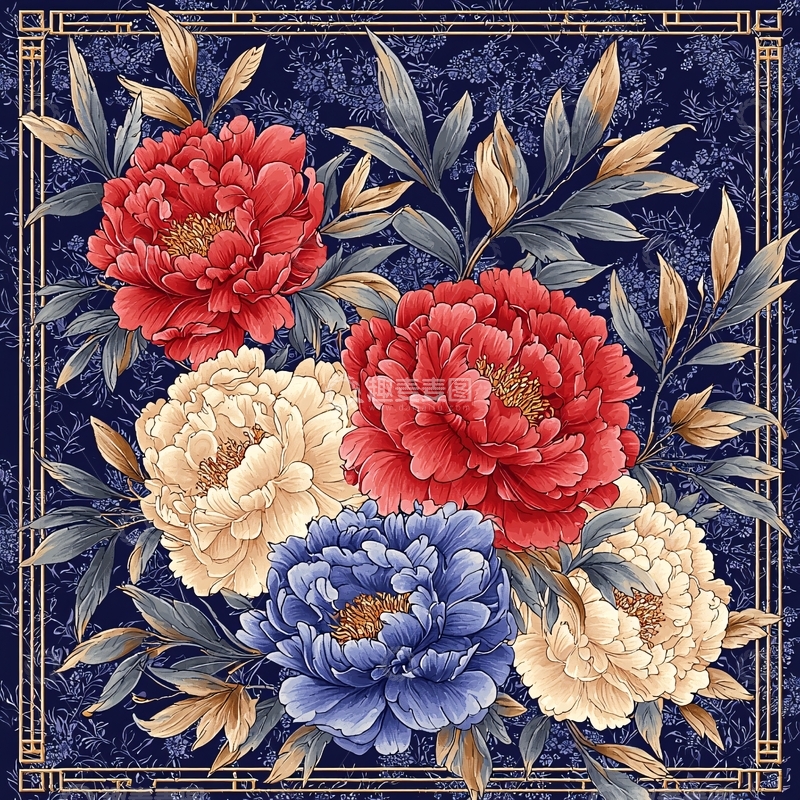 高清大图下载【趣麦麦图】牡丹花图案