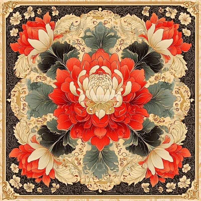 高清大图下载【趣麦麦图】中式花卉图案