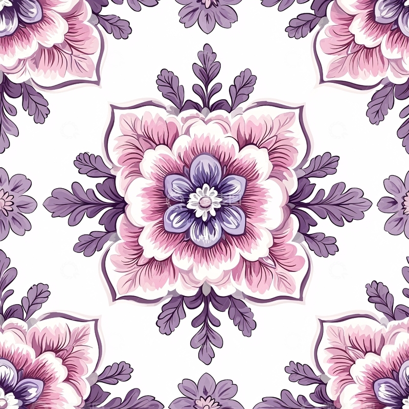 高清大图下载【趣麦麦图】紫色花卉图案