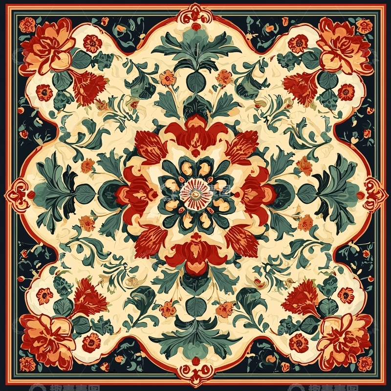 高清大图下载【趣麦麦图】复古花卉图案