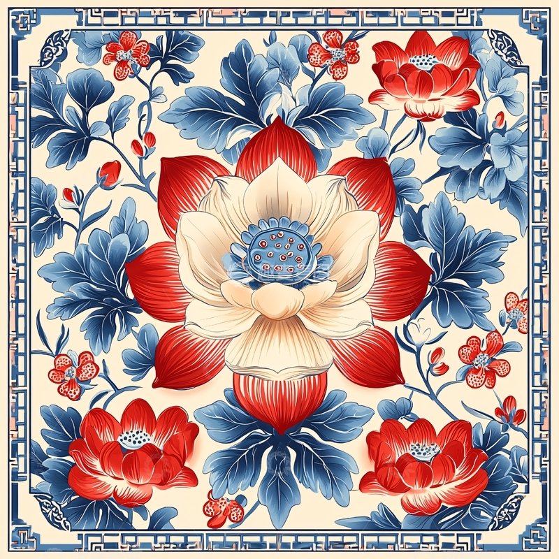 高清大图下载【趣麦麦图】中式花卉图案