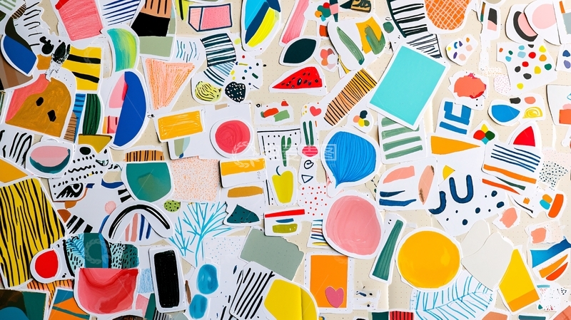 高清大图下载【趣麦麦图】色彩丰富的抽象图案贴纸
