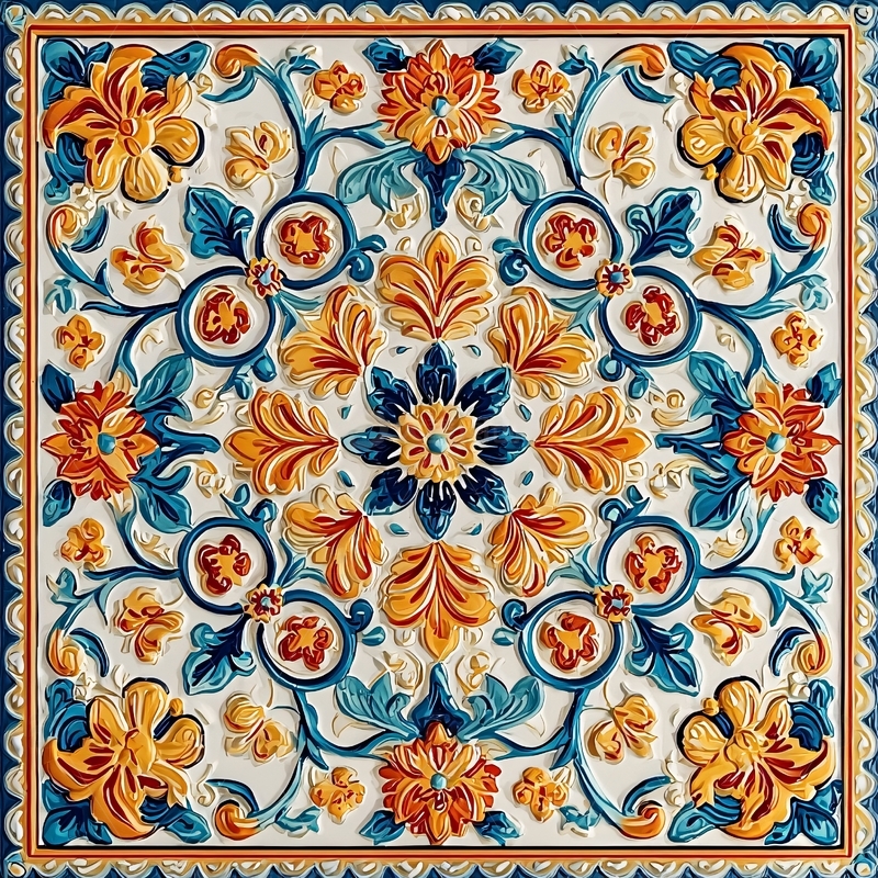 精美花卉图案瓷砖