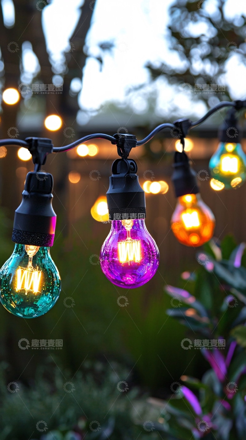 高清大图下载【趣麦麦图】彩色灯泡串灯
