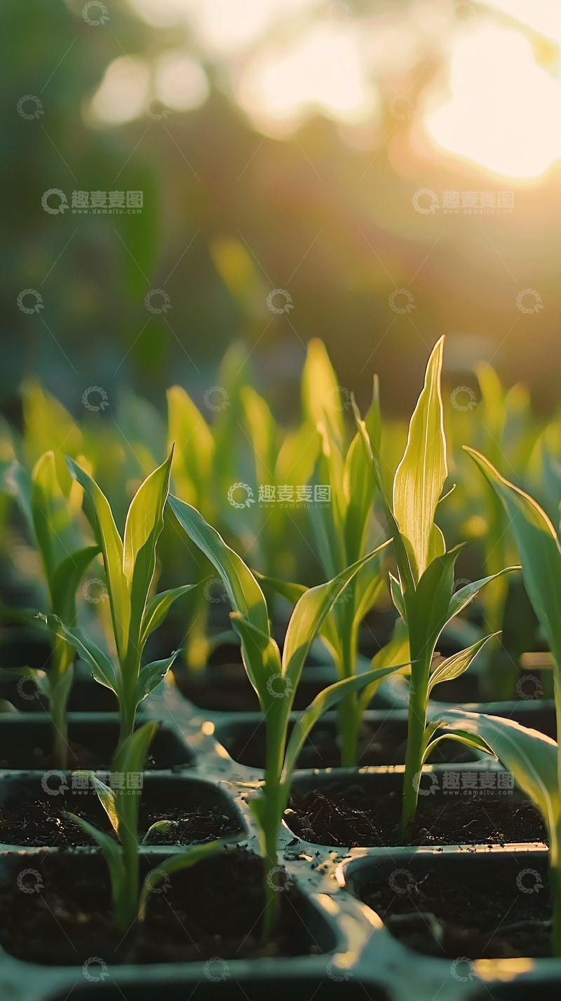 高清大图下载【趣麦麦图】阳光下生机勃勃的幼苗