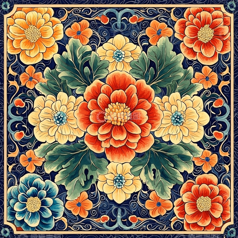 高清大图下载【趣麦麦图】繁复花卉图案
