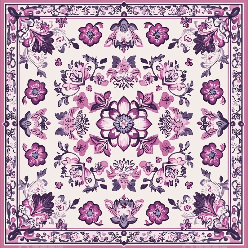 高清大图下载【趣麦麦图】粉紫色花卉对称图案