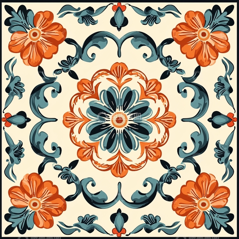 高清大图下载【趣麦麦图】复古瓷砖花纹图案