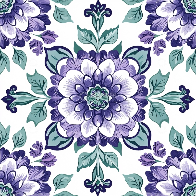 高清大图下载【趣麦麦图】紫色花卉图案