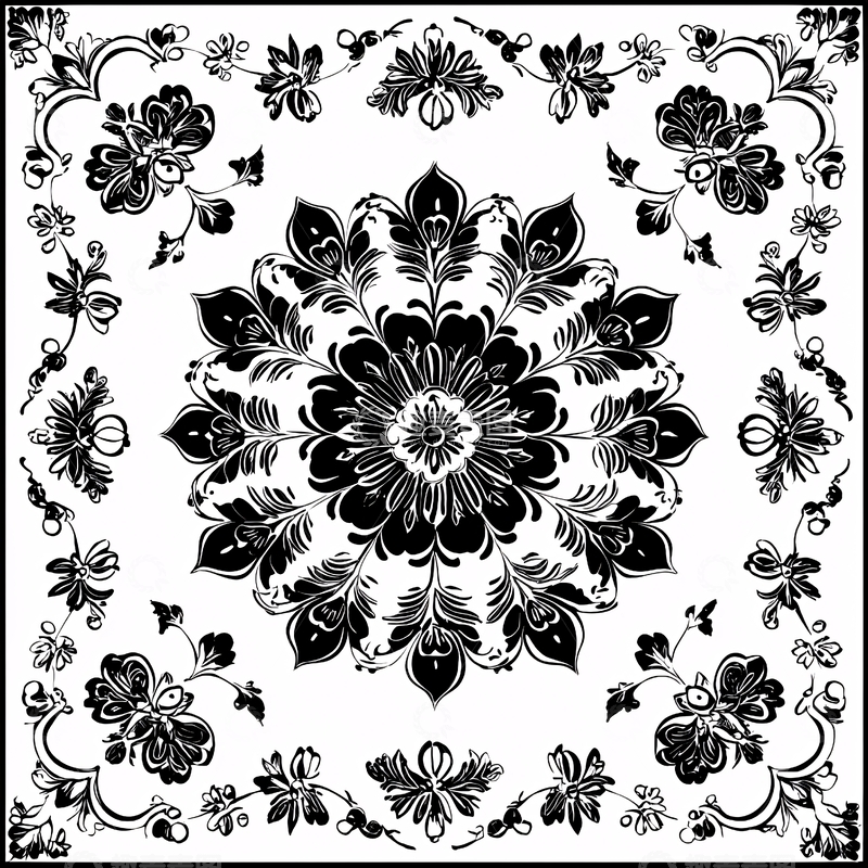 高清大图下载【趣麦麦图】黑色花卉图案装饰