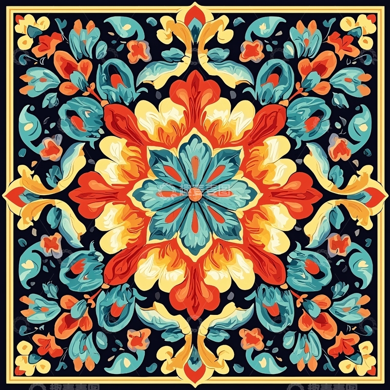 高清大图下载【趣麦麦图】彩色花卉图案