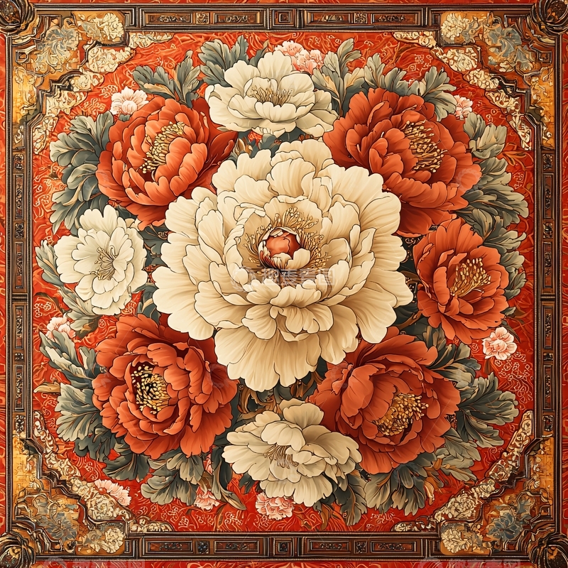 高清大图下载【趣麦麦图】牡丹花卉图案