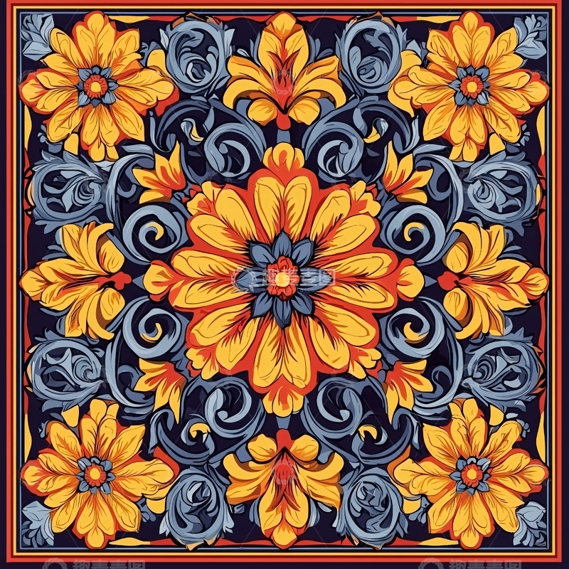 高清大图下载【趣麦麦图】复杂花卉图案