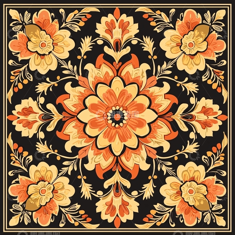 高清大图下载【趣麦麦图】对称花卉图案