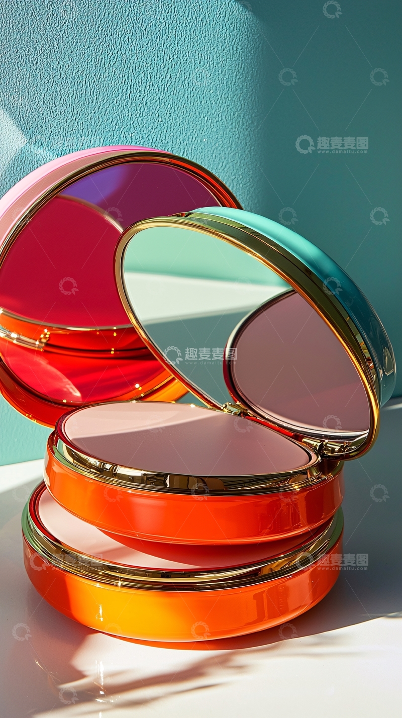 高清大图下载【趣麦麦图】彩色圆形化妆镜