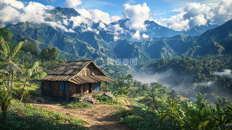 高清大图下载【趣麦麦图】山间木屋