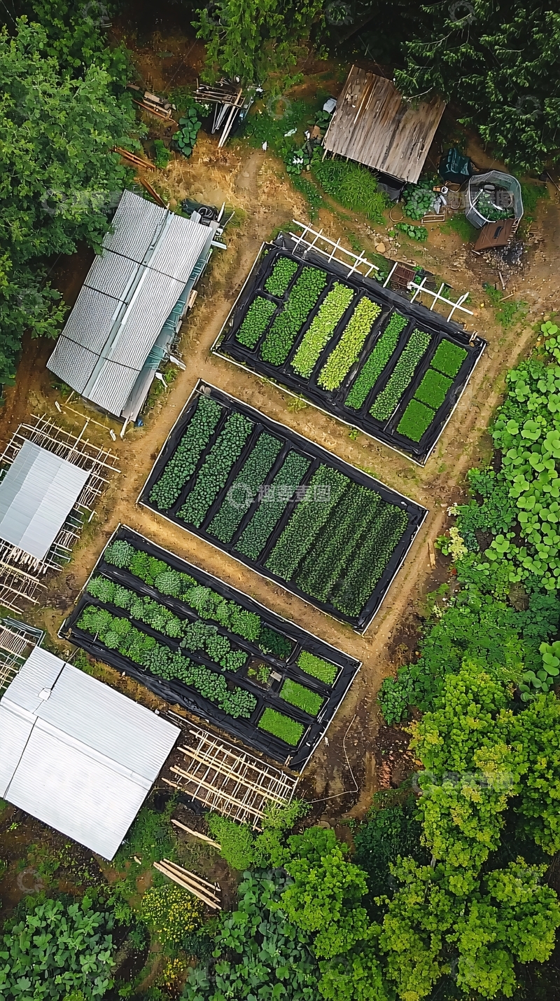 高清大图下载【趣麦麦图】高空俯瞰绿色田园农场