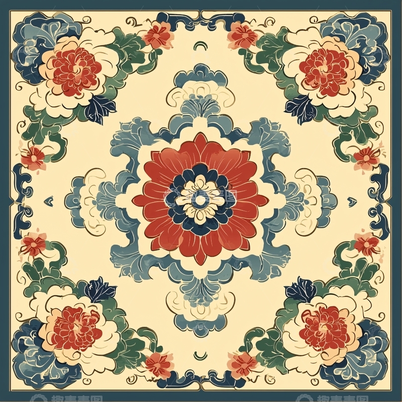 高清大图下载【趣麦麦图】中式花卉图案