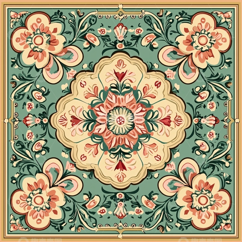 高清大图下载【趣麦麦图】复古花卉图案背景