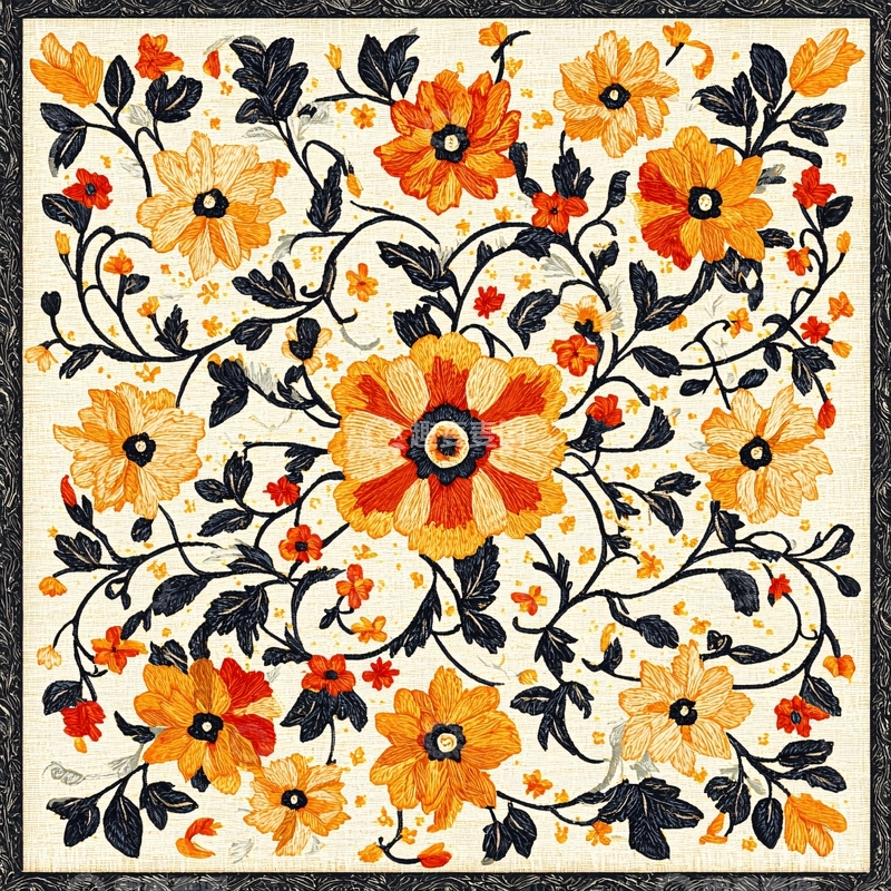 高清大图下载【趣麦麦图】复古风格花卉图案